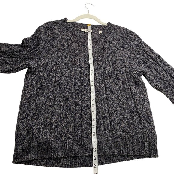 Vince Cable Knit chunky Sweater S Gray blue Merino Cashmere Blend fisherman - Picture 11 of 11